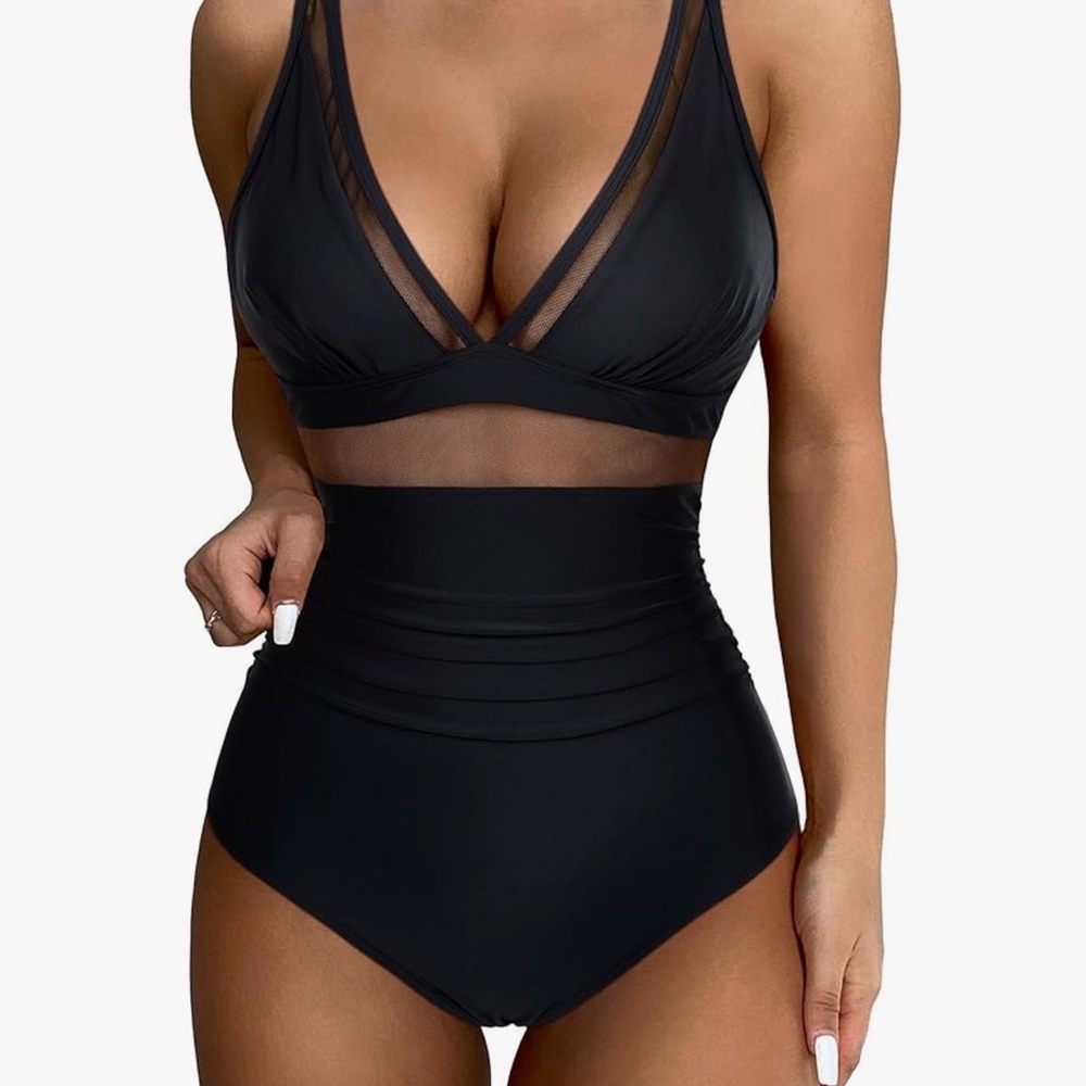 Elegant Black Mesh Swimsuit